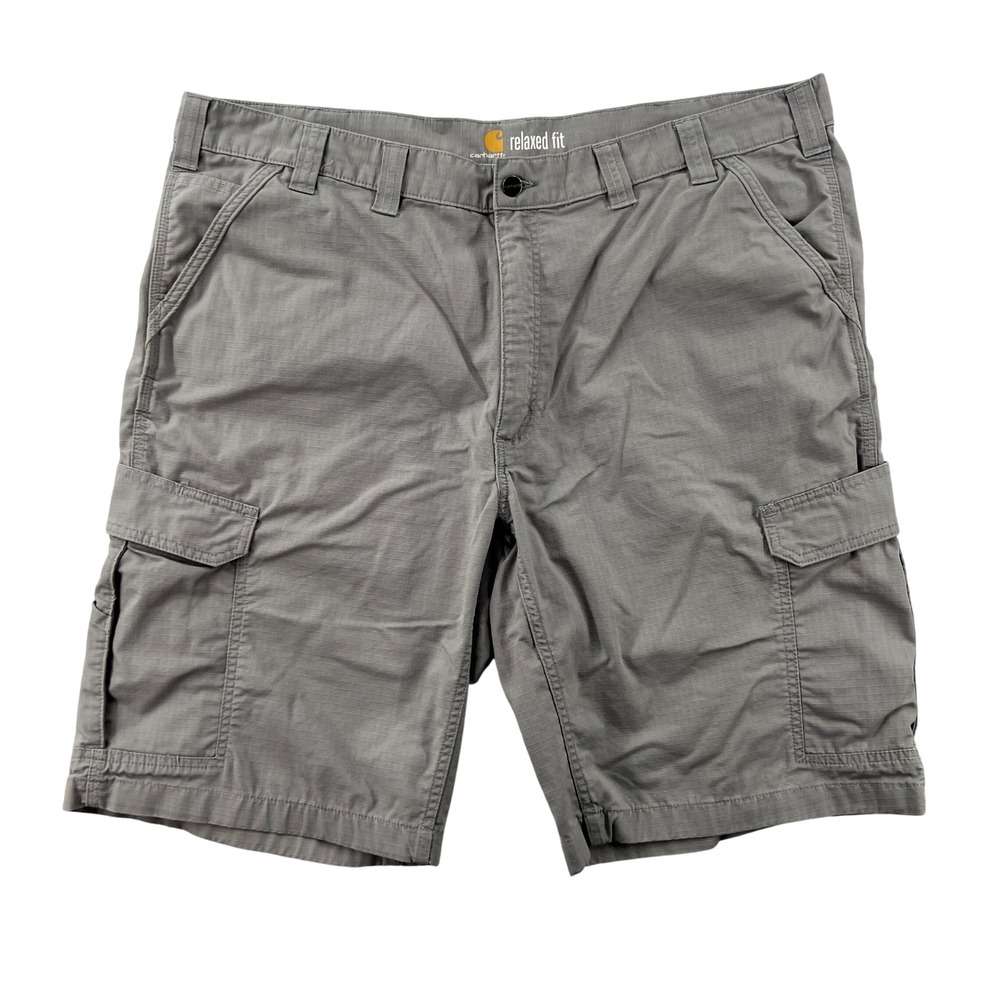 Carhartt Force Broxton Cargo Shorts Men 44 Relaxed Fit Gray Ripstop Utility Work